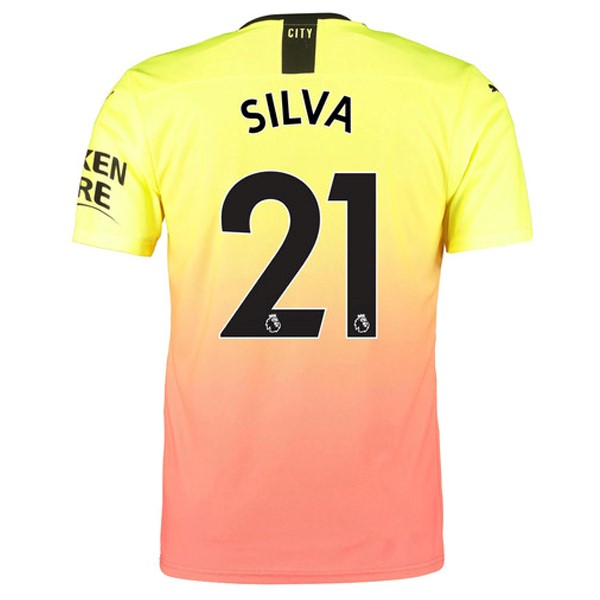 Camiseta Manchester City NO.21 Silva 3ª Kit 2019 2020 Naranja